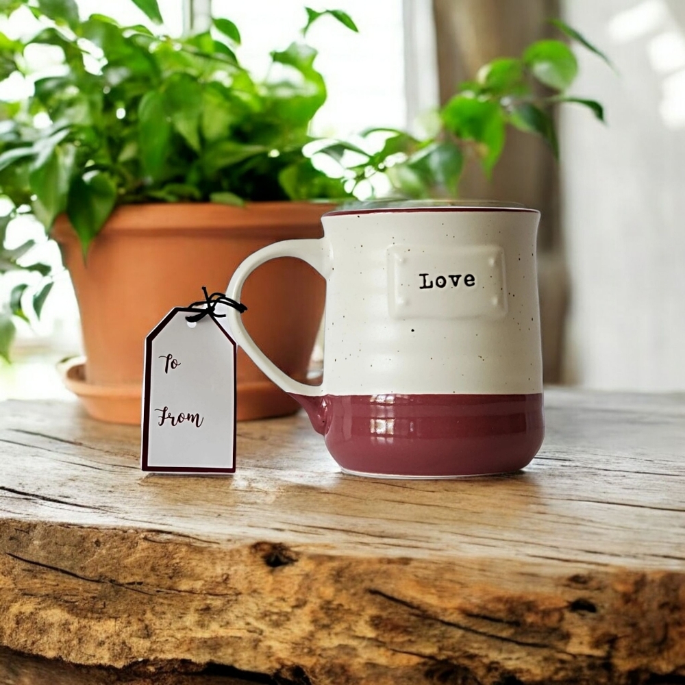 Sheffield Home Speckled White and Mauve "Love" Coffee Mug